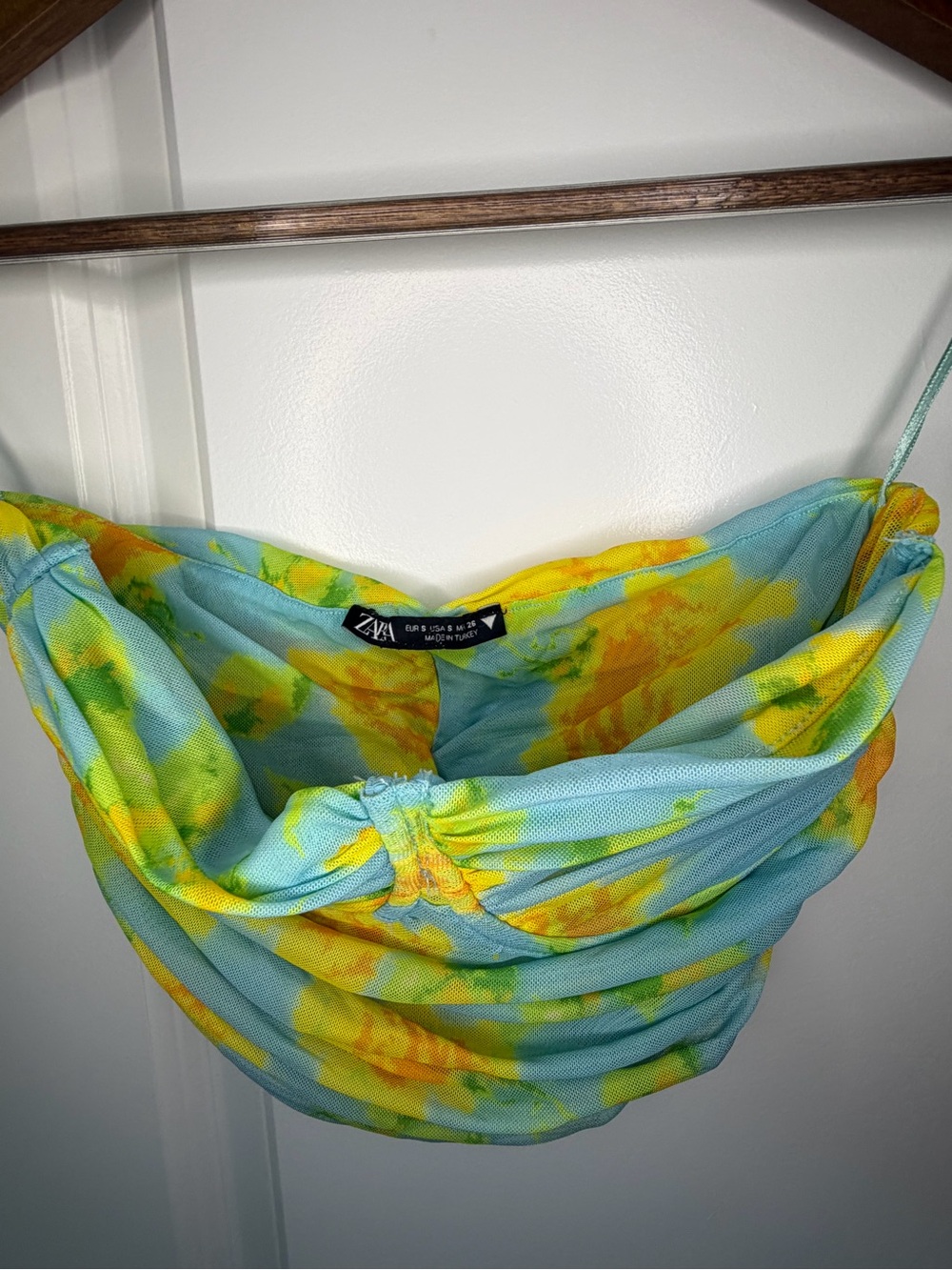 Zara Light Blue & Yellow Floral Twist Bandeau Top